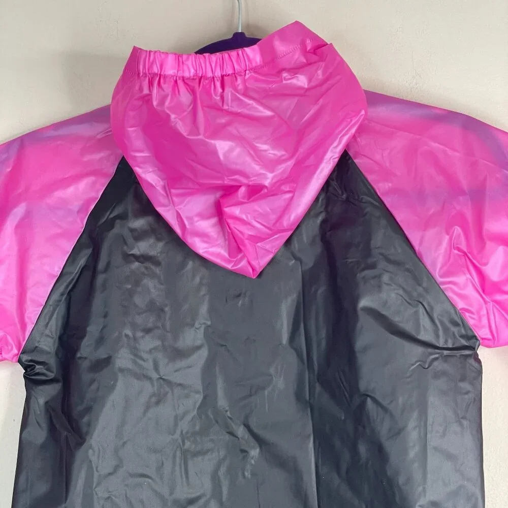 Minnie Mouse Disney Rain Jacket Girls Medium Hooded Snap‎ Front Packable Travel